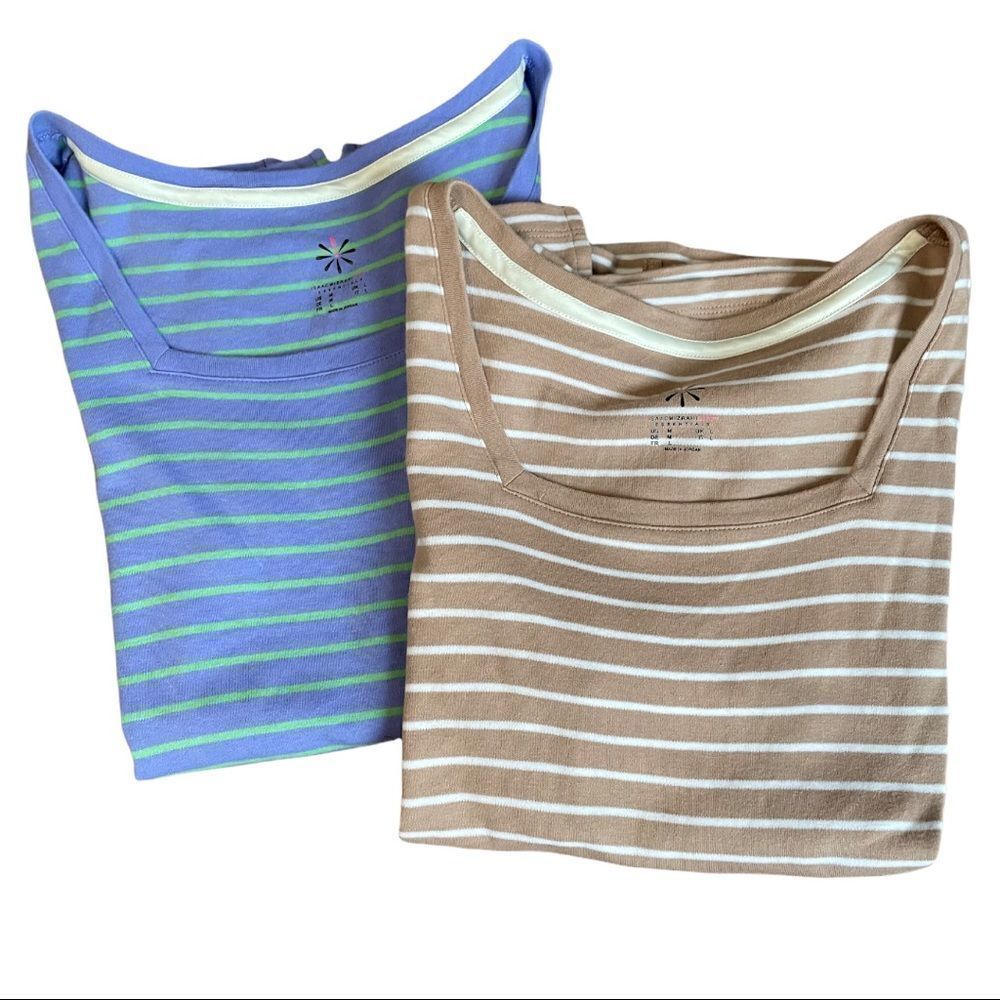 Bundle of 2 Isaac Mizrahi Striped Pima Cotton Tees M